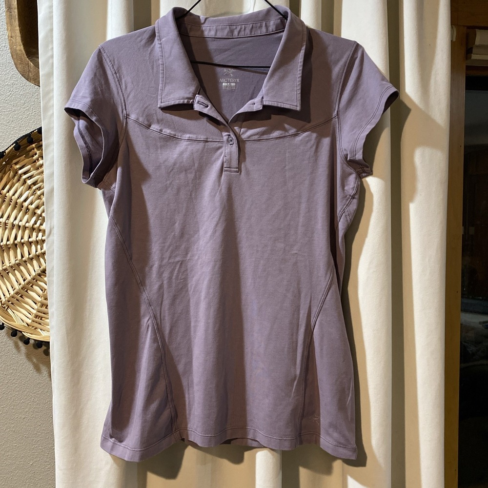 Arc'teryx Womens Polo Shirt Top Size Large Purple Athletic Outdoor Golf Stretch